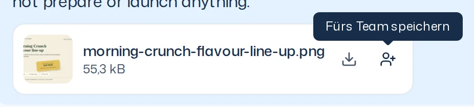 Datei im Thread mit dem Symbol Fürs Team speichern und seinem Tooltip