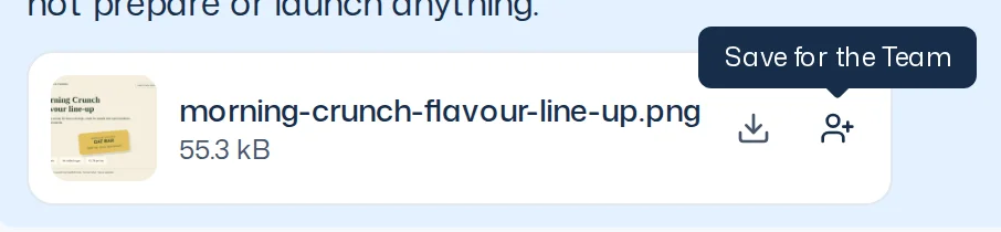 File in the thread with the Save for the Team icon and its tooltip